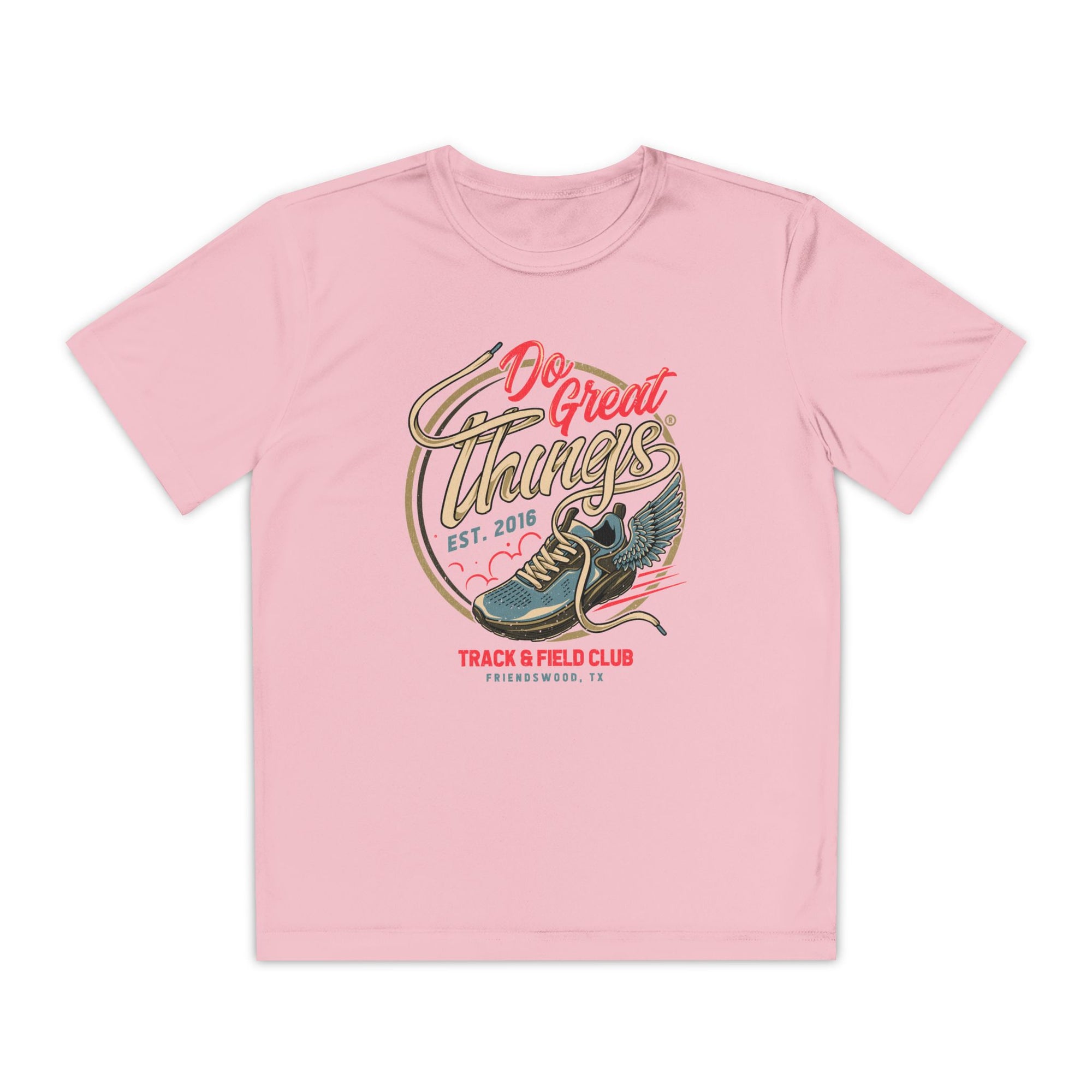 Youth "Do Great Things" Track & Field Tee – Motivational Sports Shirt, Friendswood TX Design