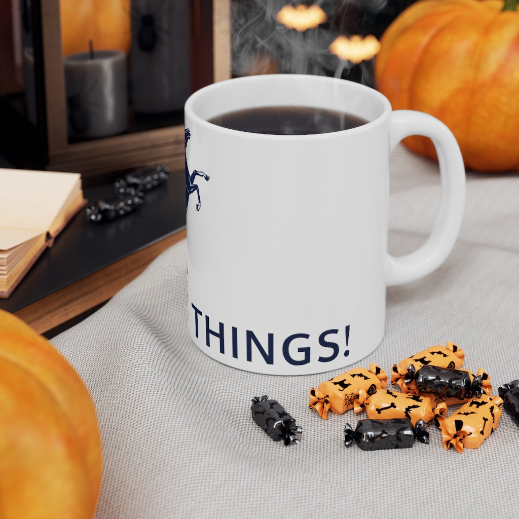Do Great Things® Mustang Collection Ceramic Mug 11oz - Blue Horse / Letters