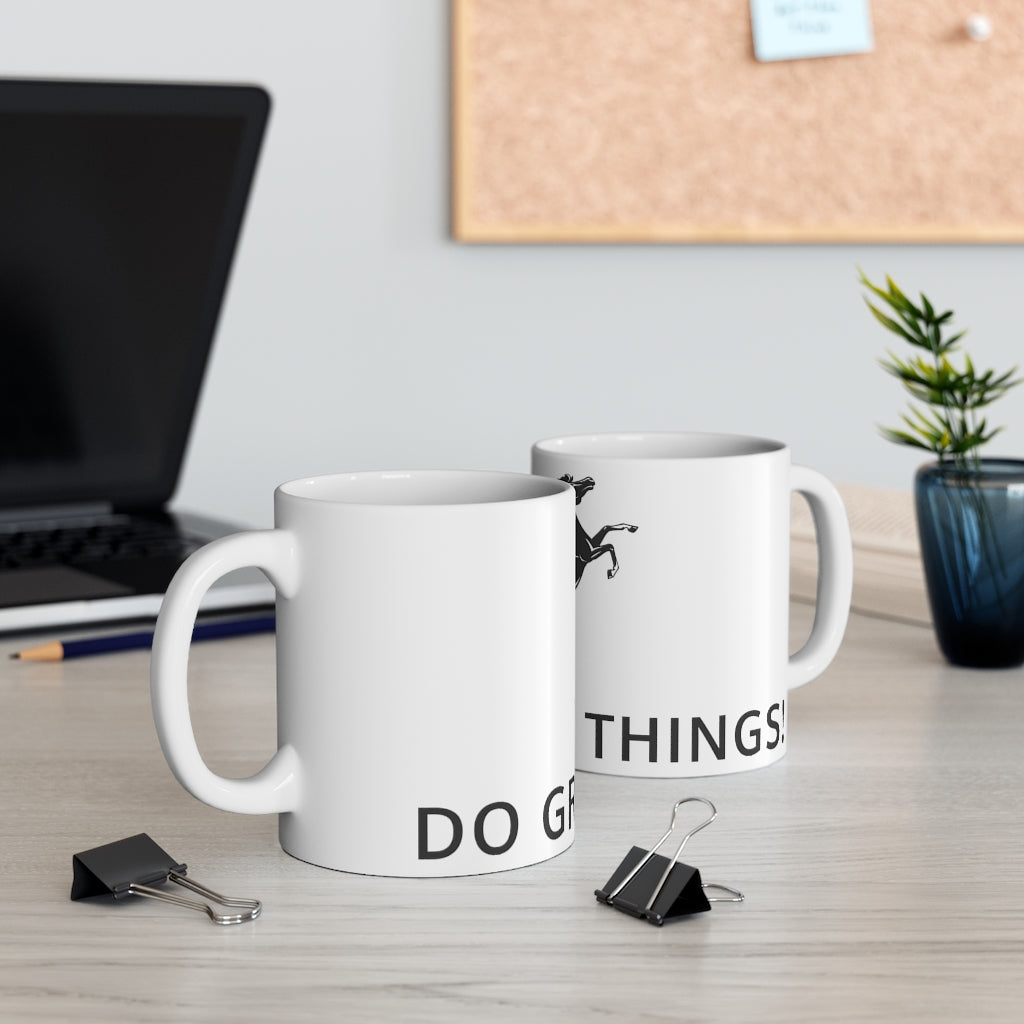 ☕️☕️☕️ Do Great Things™ Mustang Collection Ceramic Mug 11oz - Black Horse / Letters
